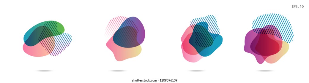 Set of abstract modern graphic elements. Dynamical colored forms and line. Gradient abstract banners with flowing liquid shapes. Template for the design of a logo,flyer or presentation. Vector Fluid.