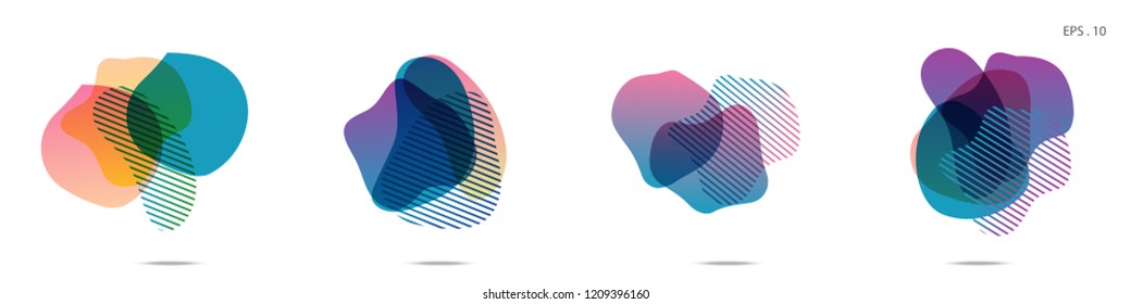 Set of abstract modern graphic elements. Dynamical colored forms and line. Gradient abstract banners with flowing liquid shapes. Template for the design of a logo,flyer or presentation. Vector Fluid.