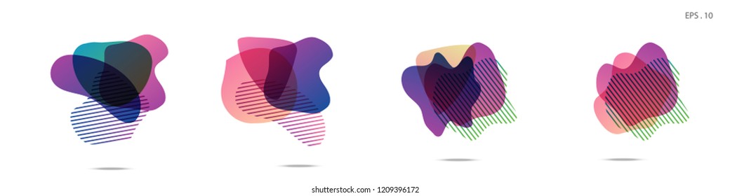 Set of abstract modern graphic elements. Dynamical colored forms and line. Gradient abstract banners with flowing liquid shapes. Template for the design of a logo,flyer or presentation. Vector Fluid.