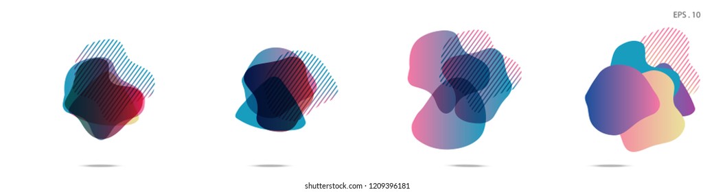 Set of abstract modern graphic elements. Dynamical colored forms and line. Gradient abstract banners with flowing liquid shapes. Template for the design of a logo,flyer or presentation. Vector Fluid.
