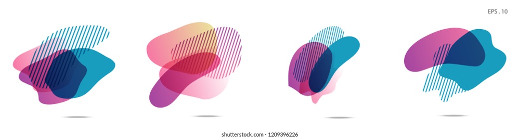 Set of abstract modern graphic elements. Dynamical colored forms and line. Gradient abstract banners with flowing liquid shapes. Template for the design of a logo,flyer or presentation. Vector Fluid.