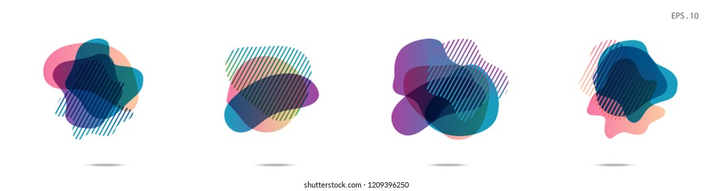 Set of abstract modern graphic elements. Dynamical colored forms and line. Gradient abstract banners with flowing liquid shapes. Template for the design of a logo,flyer or presentation. Vector Fluid.