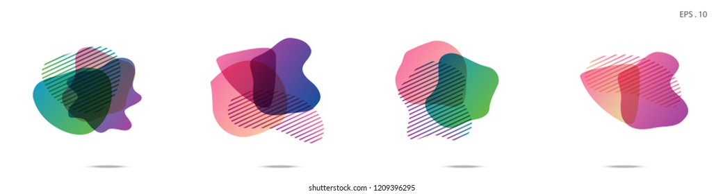 Set of abstract modern graphic elements. Dynamical colored forms and line. Gradient abstract banners with flowing liquid shapes. Template for the design of a logo,flyer or presentation. Vector Fluid.