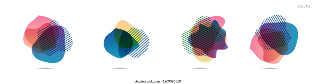Set of abstract modern graphic elements. Dynamical colored forms and line. Gradient abstract banners with flowing liquid shapes. Template for the design of a logo,flyer or presentation. Vector Fluid.