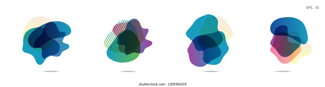 Set of abstract modern graphic elements. Dynamical colored forms and line. Gradient abstract banners with flowing liquid shapes. Template for the design of a logo,flyer or presentation. Vector Fluid.