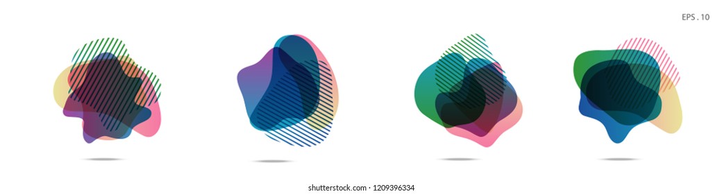 Set of abstract modern graphic elements. Dynamical colored forms and line. Gradient abstract banners with flowing liquid shapes. Template for the design of a logo,flyer or presentation. Vector Fluid.