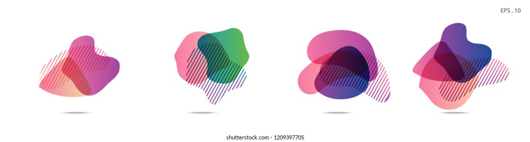 Set of abstract modern graphic elements. Dynamical colored forms and line. Gradient abstract banners with flowing liquid shapes. Template for the design of a logo,flyer or presentation. Vector Fluid.
