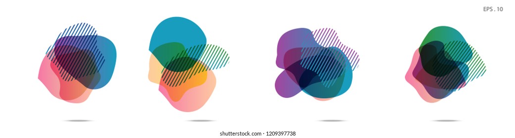 Set of abstract modern graphic elements. Dynamical colored forms and line. Gradient abstract banners with flowing liquid shapes. Template for the design of a logo,flyer or presentation. Vector Fluid.