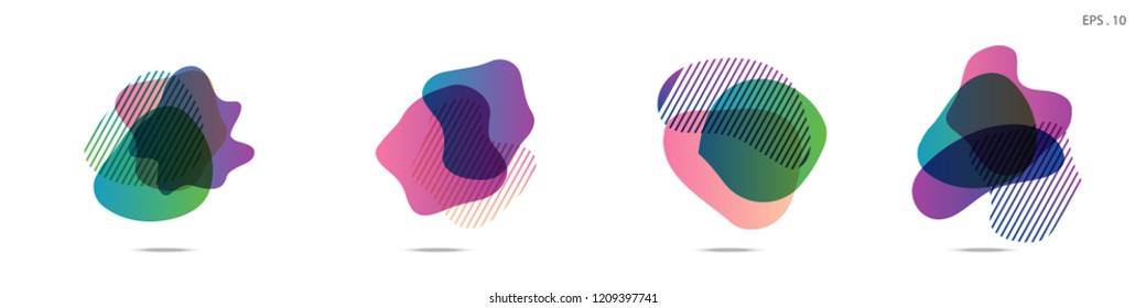 Set of abstract modern graphic elements. Dynamical colored forms and line. Gradient abstract banners with flowing liquid shapes. Template for the design of a logo,flyer or presentation. Vector Fluid.