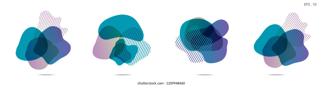 Set of abstract modern graphic elements. Dynamical colored forms and line. Gradient abstract banners with flowing liquid shapes. Template for the design of a logo,flyer or presentation. Vector fluid.