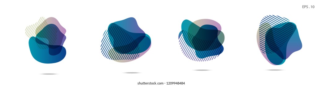 Set of abstract modern graphic elements. Dynamical colored forms and line. Gradient abstract banners with flowing liquid shapes. Template for the design of a logo,flyer or presentation. Vector fluid.