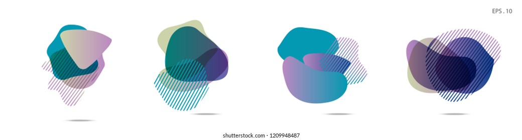 Set of abstract modern graphic elements. Dynamical colored forms and line. Gradient abstract banners with flowing liquid shapes. Template for the design of a logo,flyer or presentation. Vector fluid.