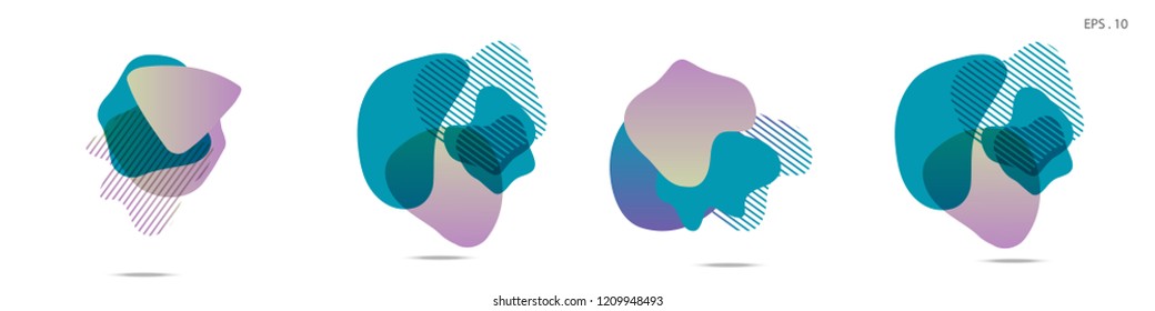 Set of abstract modern graphic elements. Dynamical colored forms and line. Gradient abstract banners with flowing liquid shapes. Template for the design of a logo,flyer or presentation. Vector fluid.