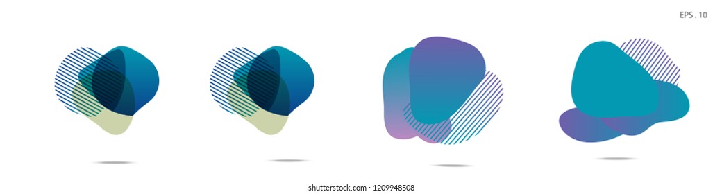 Set of abstract modern graphic elements. Dynamical colored forms and line. Gradient abstract banners with flowing liquid shapes. Template for the design of a logo,flyer or presentation. Vector fluid.