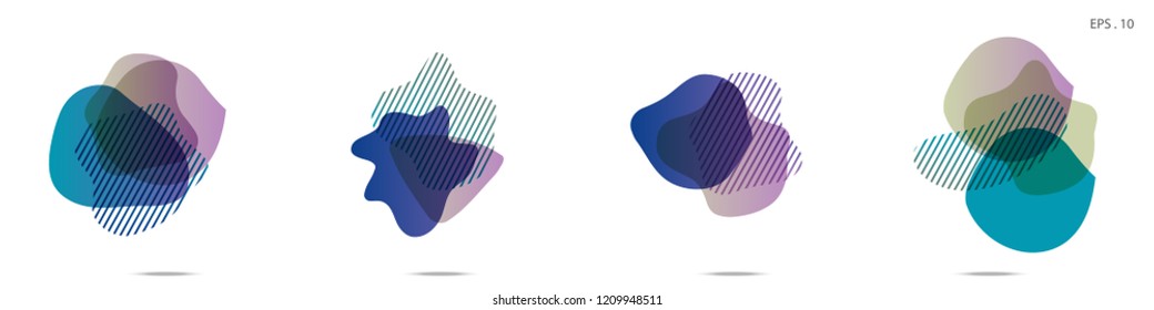 Set of abstract modern graphic elements. Dynamical colored forms and line. Gradient abstract banners with flowing liquid shapes. Template for the design of a logo,flyer or presentation. Vector fluid.