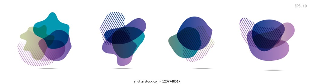 Set of abstract modern graphic elements. Dynamical colored forms and line. Gradient abstract banners with flowing liquid shapes. Template for the design of a logo,flyer or presentation. Vector fluid.