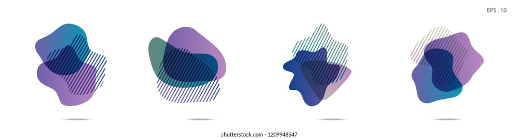 Set of abstract modern graphic elements. Dynamical colored forms and line. Gradient abstract banners with flowing liquid shapes. Template for the design of a logo,flyer or presentation. Vector fluid.