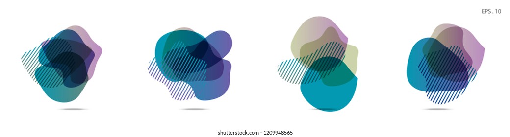 Set of abstract modern graphic elements. Dynamical colored forms and line. Gradient abstract banners with flowing liquid shapes. Template for the design of a logo,flyer or presentation. Vector fluid.