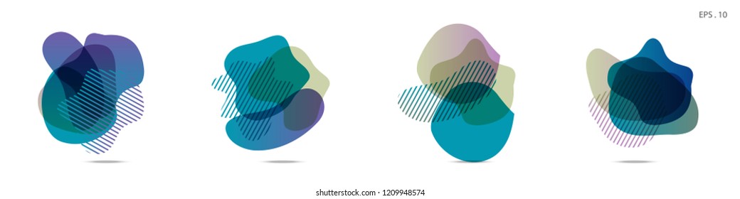 Set of abstract modern graphic elements. Dynamical colored forms and line. Gradient abstract banners with flowing liquid shapes. Template for the design of a logo,flyer or presentation. Vector fluid.