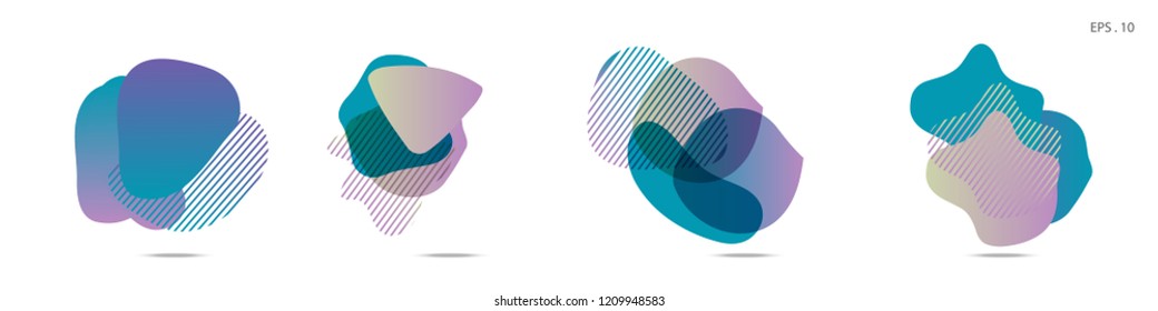 Set of abstract modern graphic elements. Dynamical colored forms and line. Gradient abstract banners with flowing liquid shapes. Template for the design of a logo,flyer or presentation. Vector fluid.