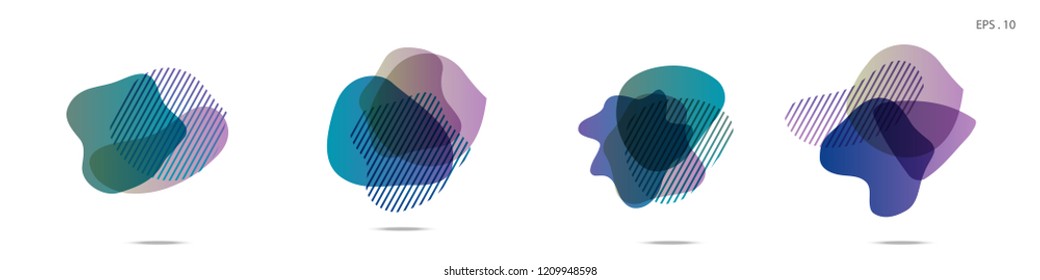 Set of abstract modern graphic elements. Dynamical colored forms and line. Gradient abstract banners with flowing liquid shapes. Template for the design of a logo,flyer or presentation. Vector fluid.