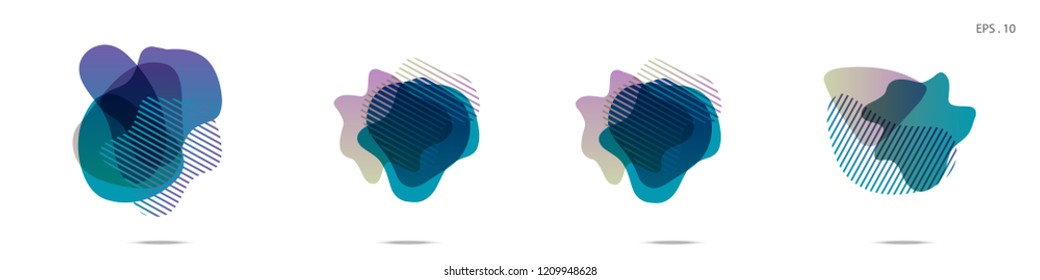 Set of abstract modern graphic elements. Dynamical colored forms and line. Gradient abstract banners with flowing liquid shapes. Template for the design of a logo,flyer or presentation. Vector fluid.