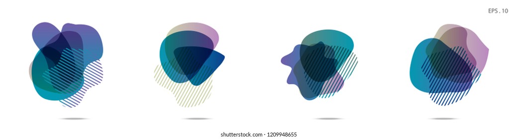 Set of abstract modern graphic elements. Dynamical colored forms and line. Gradient abstract banners with flowing liquid shapes. Template for the design of a logo,flyer or presentation. Vector fluid.