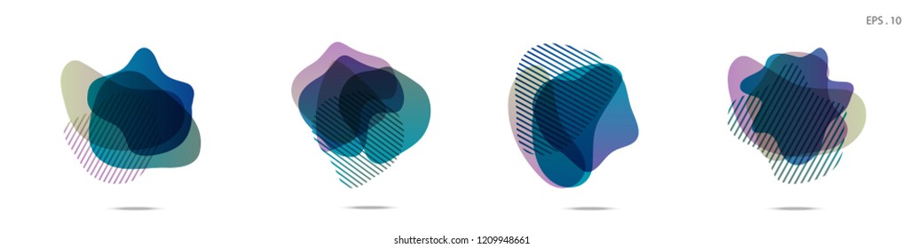 Set of abstract modern graphic elements. Dynamical colored forms and line. Gradient abstract banners with flowing liquid shapes. Template for the design of a logo,flyer or presentation. Vector fluid.
