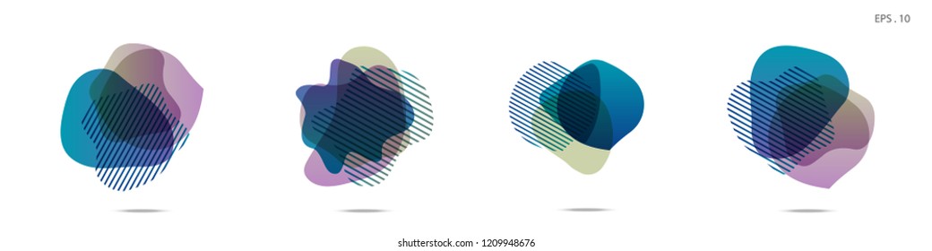 Set of abstract modern graphic elements. Dynamical colored forms and line. Gradient abstract banners with flowing liquid shapes. Template for the design of a logo,flyer or presentation. Vector fluid.