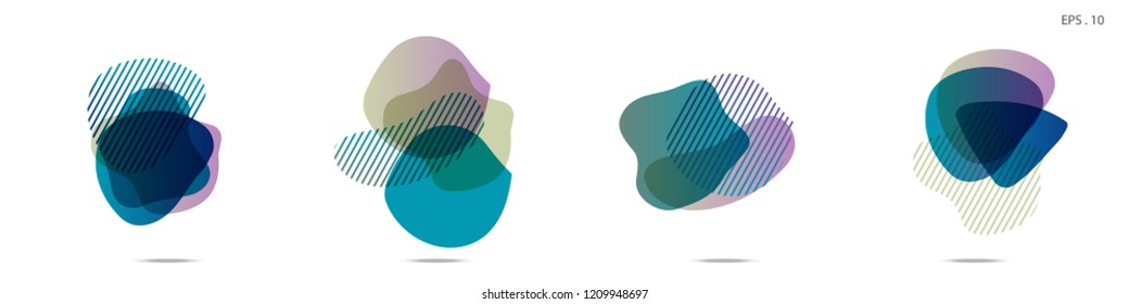 Set of abstract modern graphic elements. Dynamical colored forms and line. Gradient abstract banners with flowing liquid shapes. Template for the design of a logo,flyer or presentation. Vector fluid.
