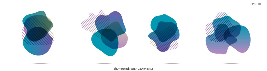 Set of abstract modern graphic elements. Dynamical colored forms and line. Gradient abstract banners with flowing liquid shapes. Template for the design of a logo,flyer or presentation. Vector fluid.