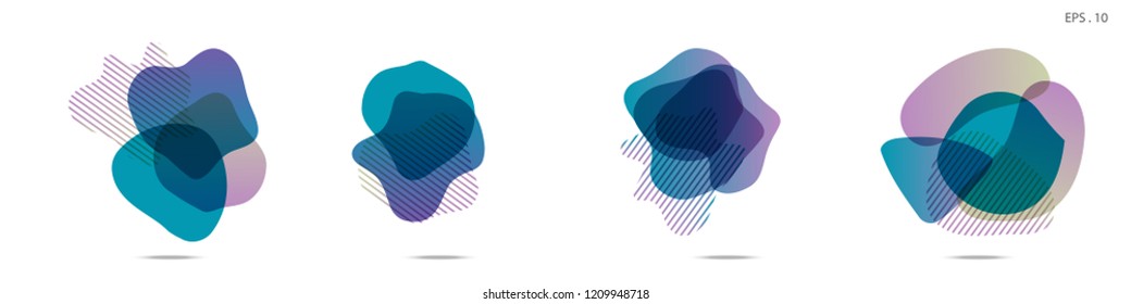 Set of abstract modern graphic elements. Dynamical colored forms and line. Gradient abstract banners with flowing liquid shapes. Template for the design of a logo,flyer or presentation. Vector fluid.