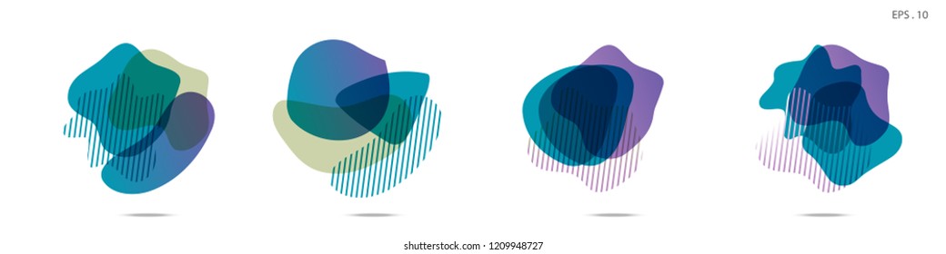 Set of abstract modern graphic elements. Dynamical colored forms and line. Gradient abstract banners with flowing liquid shapes. Template for the design of a logo,flyer or presentation. Vector fluid.