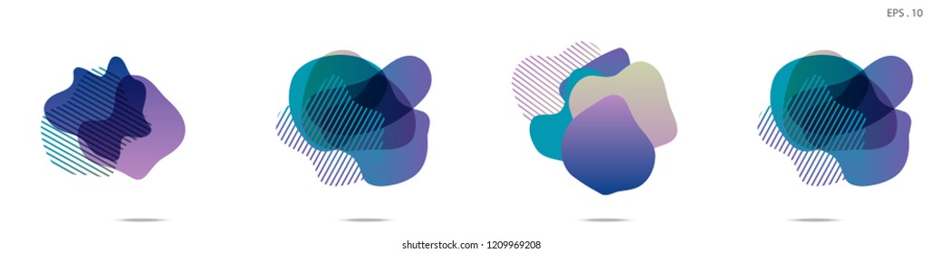 Set of abstract modern graphic elements. Dynamical colored forms and line. Gradient abstract banners with flowing liquid shapes. Template for the design of a logo,flyer or presentation. Vector fluid.