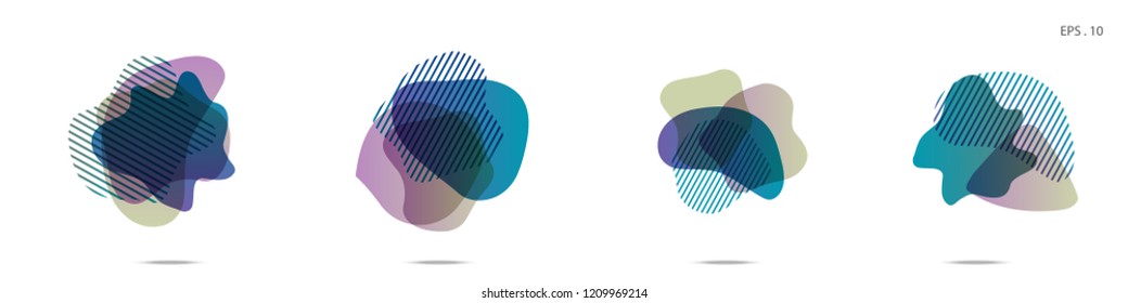 Set of abstract modern graphic elements. Dynamical colored forms and line. Gradient abstract banners with flowing liquid shapes. Template for the design of a logo,flyer or presentation. Vector fluid.