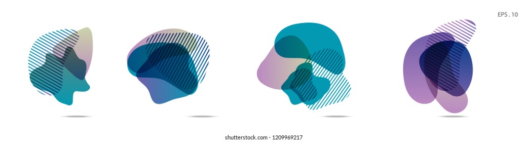 Set of abstract modern graphic elements. Dynamical colored forms and line. Gradient abstract banners with flowing liquid shapes. Template for the design of a logo,flyer or presentation. Vector fluid.