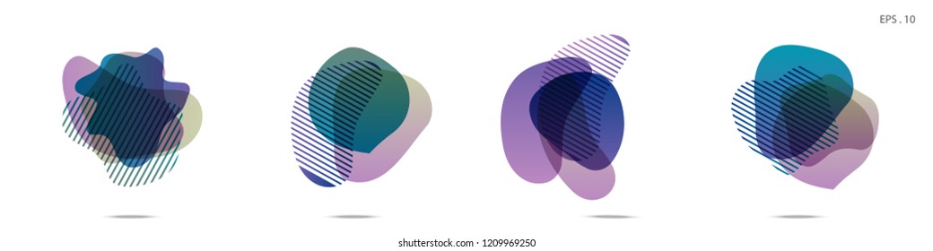 Set of abstract modern graphic elements. Dynamical colored forms and line. Gradient abstract banners with flowing liquid shapes. Template for the design of a logo,flyer or presentation. Vector fluid.