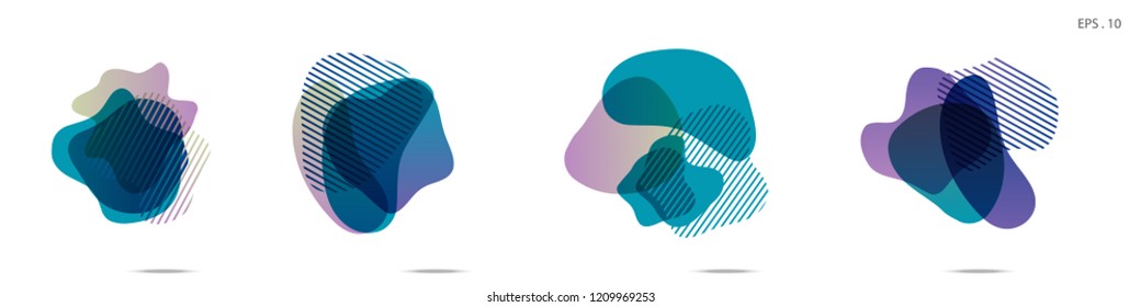 Set of abstract modern graphic elements. Dynamical colored forms and line. Gradient abstract banners with flowing liquid shapes. Template for the design of a logo,flyer or presentation. Vector fluid.