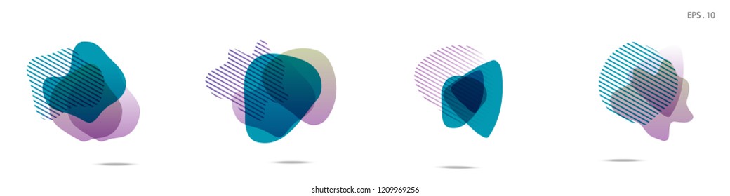 Set of abstract modern graphic elements. Dynamical colored forms and line. Gradient abstract banners with flowing liquid shapes. Template for the design of a logo,flyer or presentation. Vector fluid.