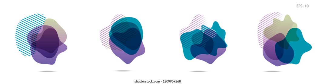 Set of abstract modern graphic elements. Dynamical colored forms and line. Gradient abstract banners with flowing liquid shapes. Template for the design of a logo,flyer or presentation. Vector fluid.