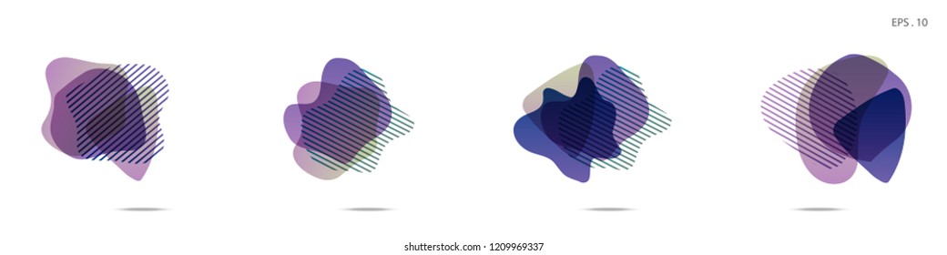 Set of abstract modern graphic elements. Dynamical colored forms and line. Gradient abstract banners with flowing liquid shapes. Template for the design of a logo,flyer or presentation. Vector fluid.