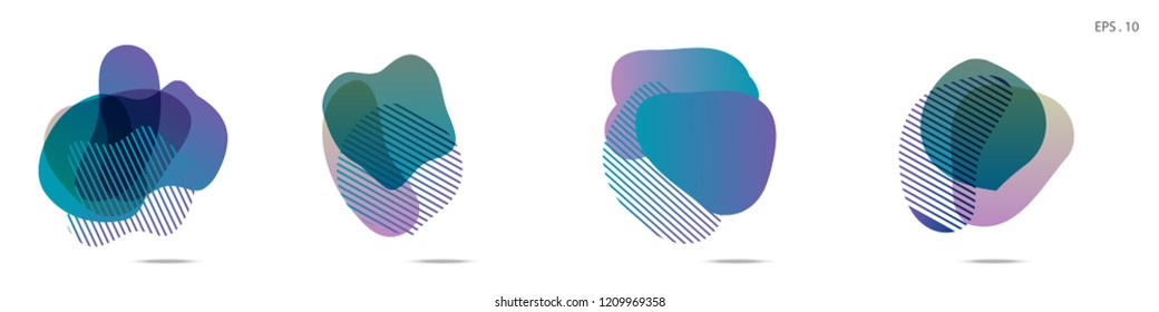Set of abstract modern graphic elements. Dynamical colored forms and line. Gradient abstract banners with flowing liquid shapes. Template for the design of a logo,flyer or presentation. Vector fluid.