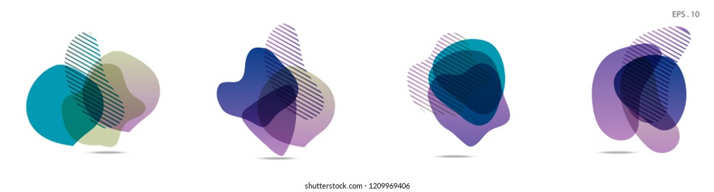 Set of abstract modern graphic elements. Dynamical colored forms and line. Gradient abstract banners with flowing liquid shapes. Template for the design of a logo,flyer or presentation. Vector fluid.