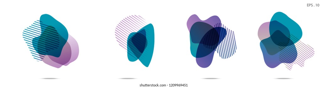 Set of abstract modern graphic elements. Dynamical colored forms and line. Gradient abstract banners with flowing liquid shapes. Template for the design of a logo,flyer or presentation. Vector fluid.