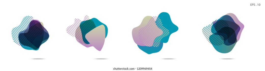 Set of abstract modern graphic elements. Dynamical colored forms and line. Gradient abstract banners with flowing liquid shapes. Template for the design of a logo,flyer or presentation. Vector fluid.