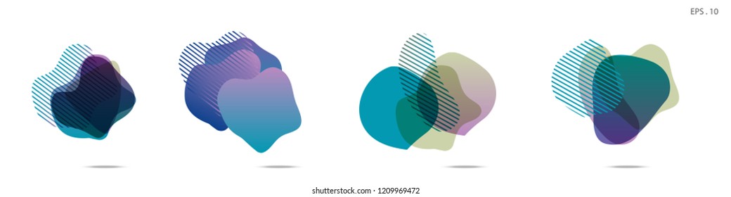 Set of abstract modern graphic elements. Dynamical colored forms and line. Gradient abstract banners with flowing liquid shapes. Template for the design of a logo,flyer or presentation. Vector fluid.