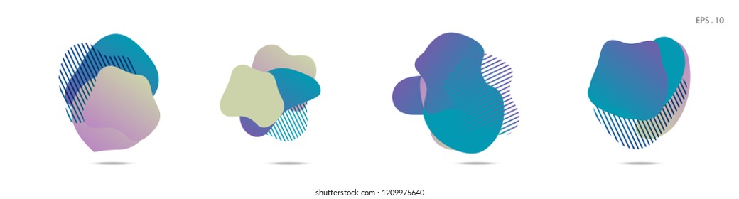 Set of abstract modern graphic elements. Dynamical colored forms and line. Gradient abstract banners with flowing liquid shapes. Template for the design of a logo,flyer or presentation. Vector fluid.