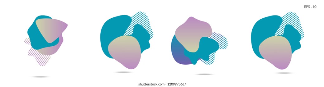 Set of abstract modern graphic elements. Dynamical colored forms and line. Gradient abstract banners with flowing liquid shapes. Template for the design of a logo,flyer or presentation. Vector fluid.