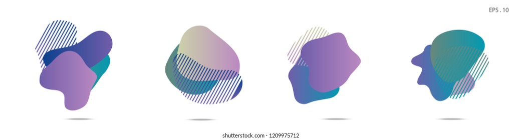 Set of abstract modern graphic elements. Dynamical colored forms and line. Gradient abstract banners with flowing liquid shapes. Template for the design of a logo,flyer or presentation. Vector fluid.