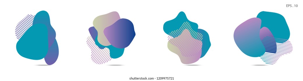 Set of abstract modern graphic elements. Dynamical colored forms and line. Gradient abstract banners with flowing liquid shapes. Template for the design of a logo,flyer or presentation. Vector fluid.